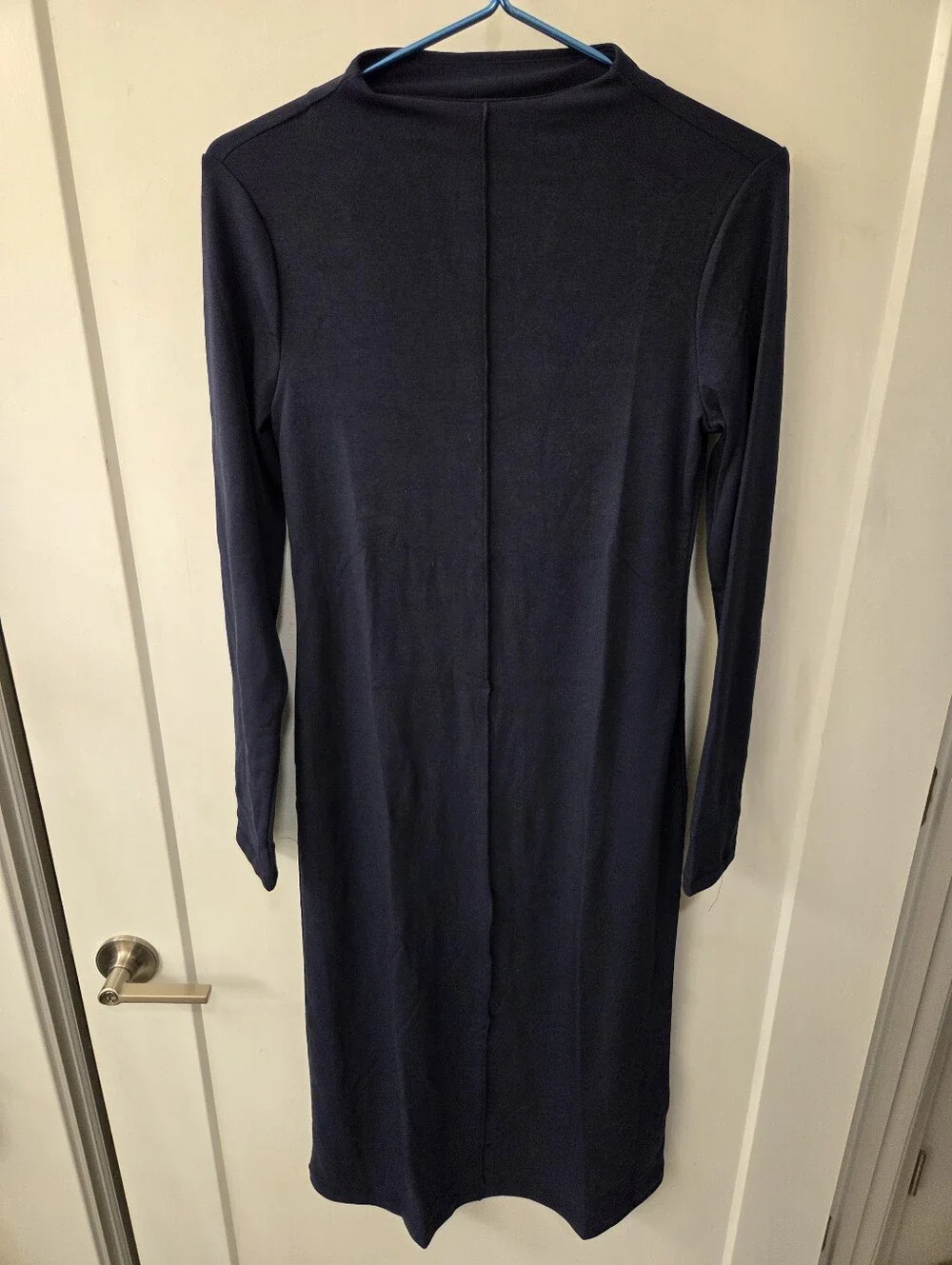 NWT- Banana Republic Stretch Ribbed Knit Mock Neck Long Sleeve Midi Dress-Size S
